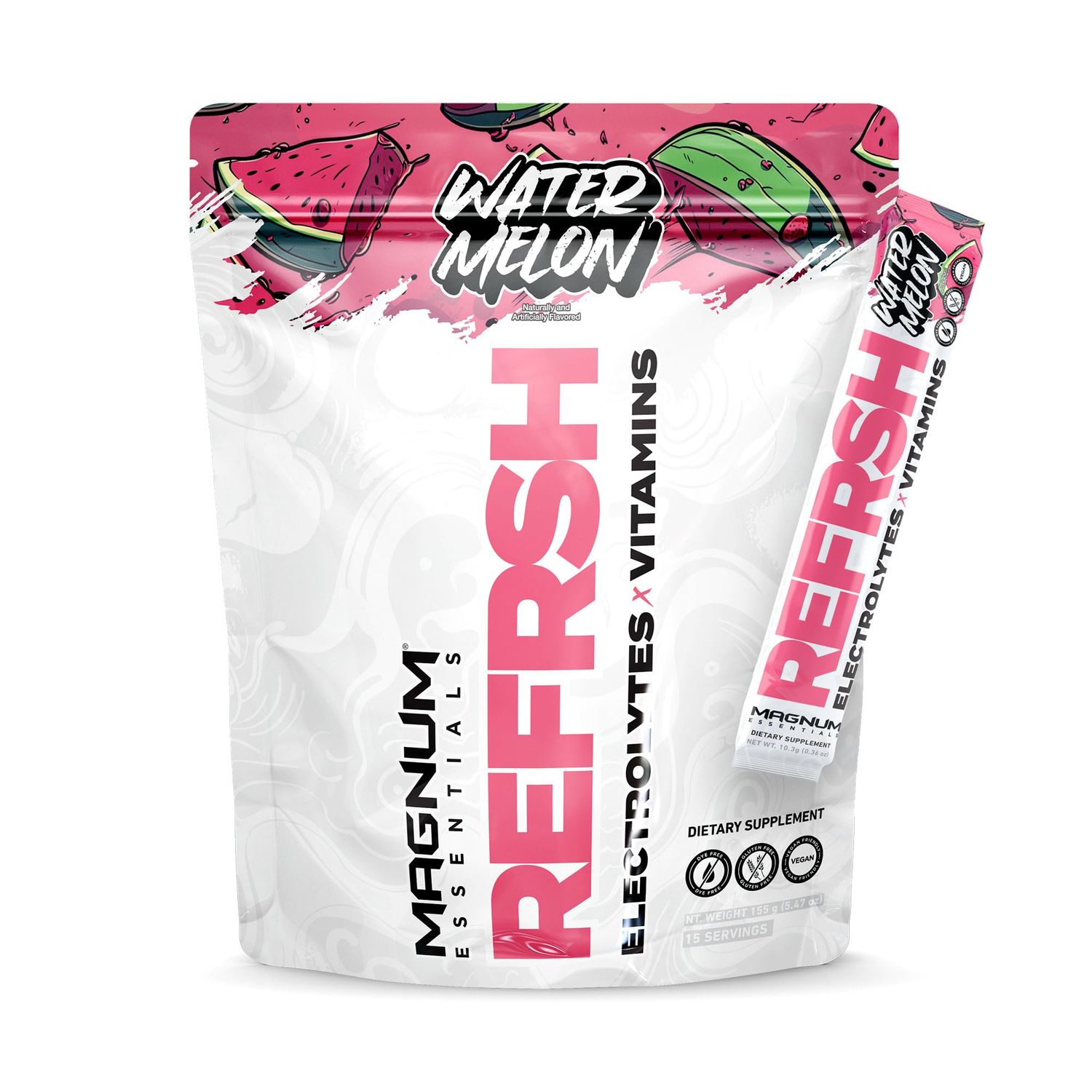 MAGNUM ESSENTIALS REFRSH Electrolytes x Vitamins 15 Serving Bag - Water Melon