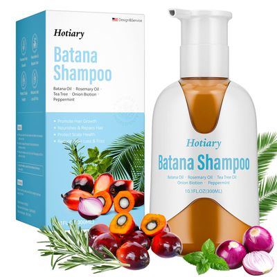 Raw Batana Oil Shampoo for Hair Growth Dr. Sebi, Organic Batana Oil Hair Loss Shampoo with Rosemary Oil, Onion, Biotin, Caffeine, Tea Tree Oil, Nourishing Repair Damage Hair for Men Women