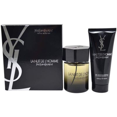 Yves Saint Laurent La Nuit De L&#39;homme 2 Pc Travel Set Eau de Toilette Spray 3.4 ounce and All Over Shower Gel 3.3 ounce