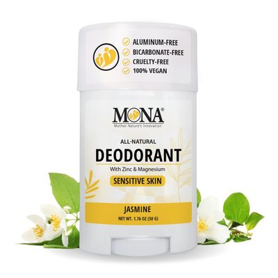 MONA BRANDS All Natural Deodorant For Women Men For Sensitive Skin No Aluminum or Baking Soda (JASMINE 1.76 Oz)