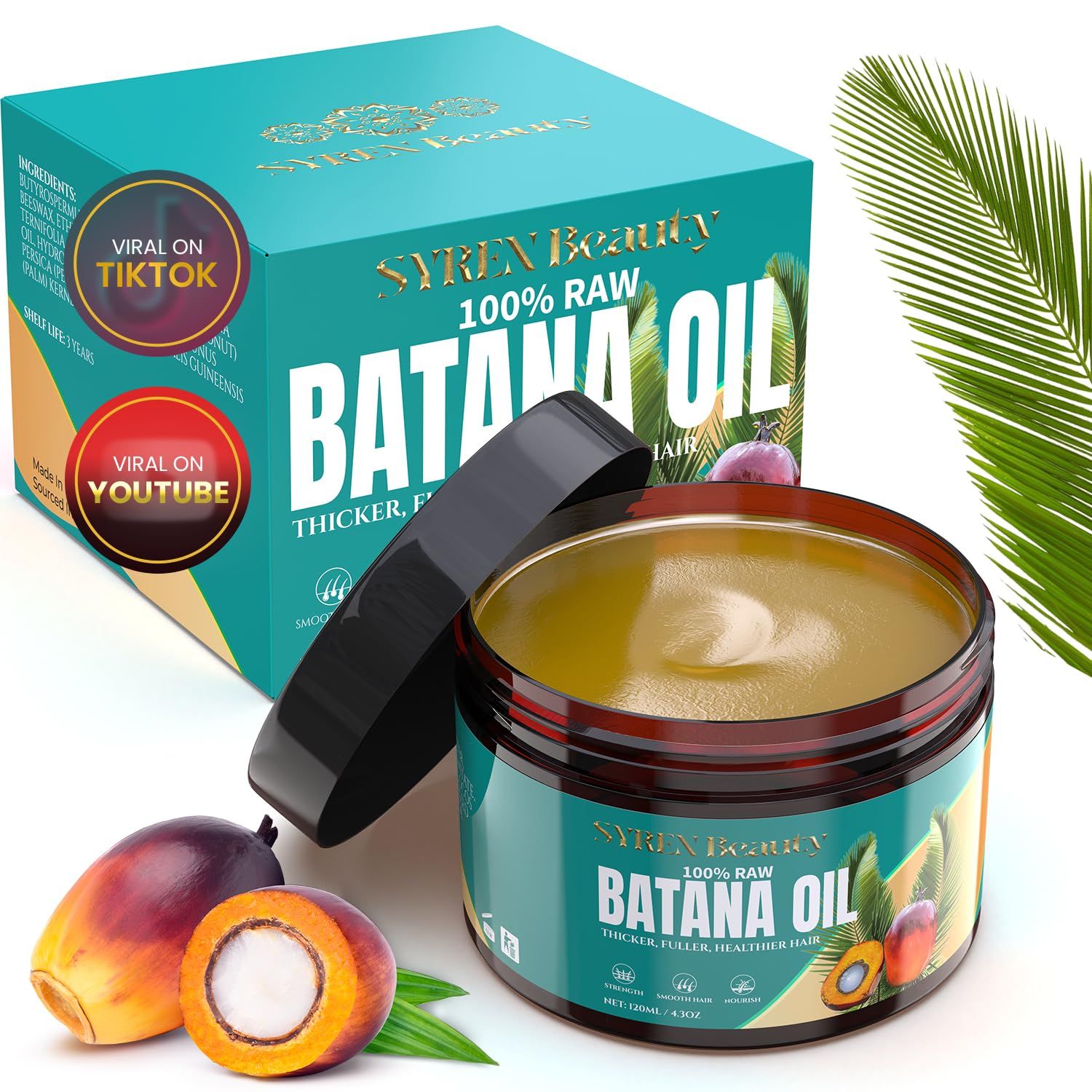 Dr. Sebi Approved Batana Oil For Hair Growth, Vitamino Batana Hair Oil Organic from Honduras Unrefined Promotes Hair thickness, Wild Growth Hair Oil, 100 Pure Raw Batana Oil Organic Prevent Hair Loss