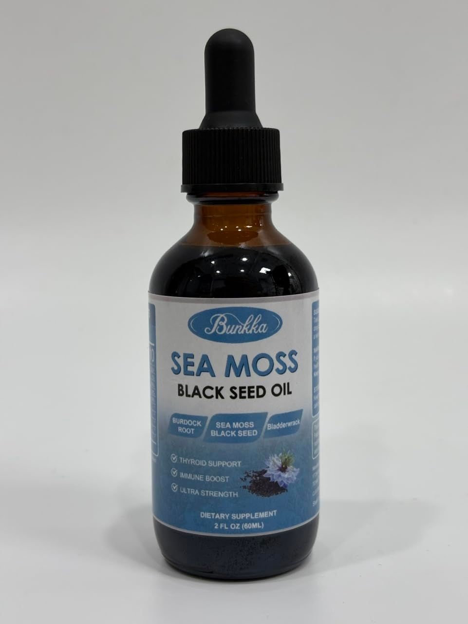 Sea Moss Liquid Drops with Burdock Root Bladderwrack, Elderberry, Irish Sea Moss with Vitamin CD3 for Immunity Booster, Digestive Health, Skin, Sugar-Free Original Flavor, 2 Fl Oz