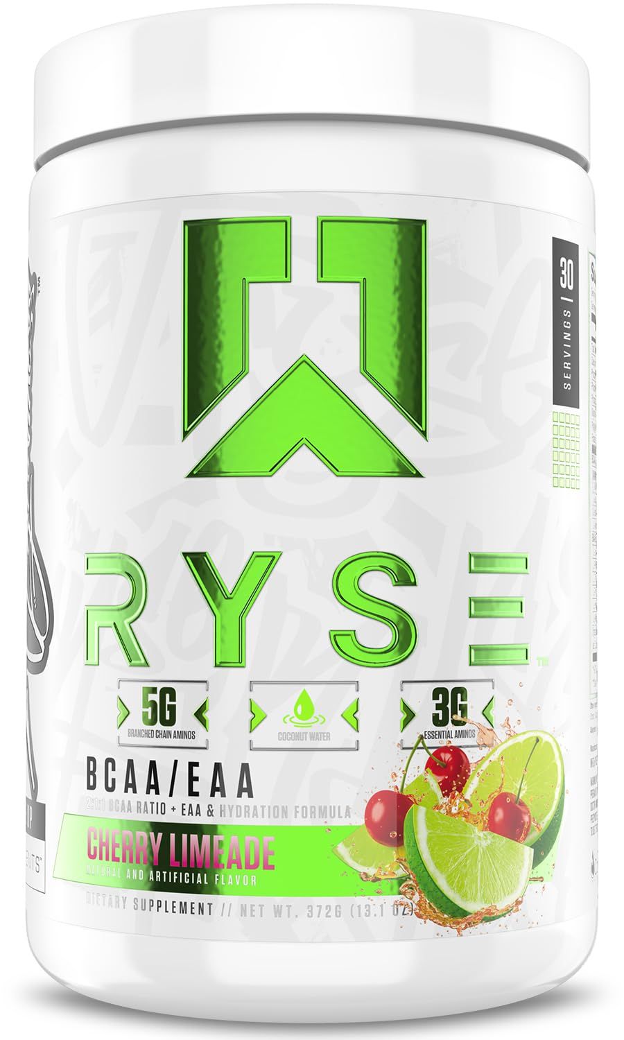 Ryse BCAA EAA Powder - Cherry Limeade - 5g Branched Chain Amino Acids, 3g Essential Aminos, Sugar-Free Electrolytes for Muscle Recovery, Endurance, Hydration and Strength - 30 Servings