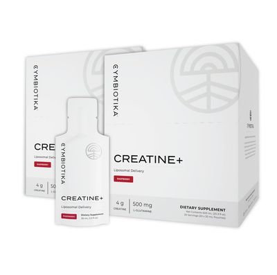 CYMBIOTIKA Creatine, Creatine and Glutamine Supplement for Amino Energy, Recovery, Muscle Mass Brain Support, Liposomal Delivery, Gluten Free Vegan, Raspberry Flavor, 30mL, 2pck (2)