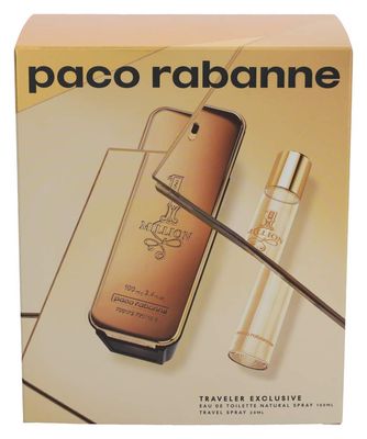 Paco Rabanne Paco rabanne 1 million gift set for men (3.4 ounce eau de toilette 0.68 ounce travel spray), 4.08 Ounce