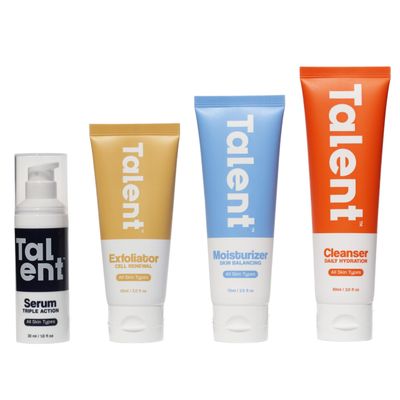 Talent Complete Skincare Set for Men - 90 Day Supply, Korean Skincare, EWG Verified, Fragrance-Free Cleanser, Exfoliator, Serum Moisturizer, Full Routine Kit