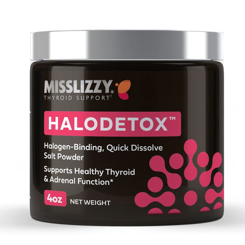 Miss Lizzy HaloDetox - Pure, Unrefined Pink Salt Powder with 80 Minerals to Halogen Detox Bromine, Chlorine, Fluoride, Replenish Electrolytes, Support Healthy Thyroid Adrenal Functions - 4oz