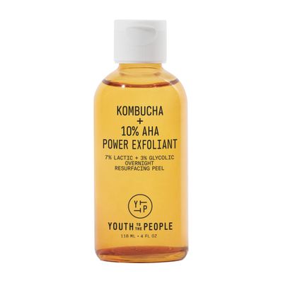Youth To The People Kombucha 10 AHA Power Exfoliant (4 fl oz), Overnight Resurfacing Peel, Helps Fade Discoloration Smooth Skin Texture, Lactic Glycolic Acid, Fragrance-free, Vegan