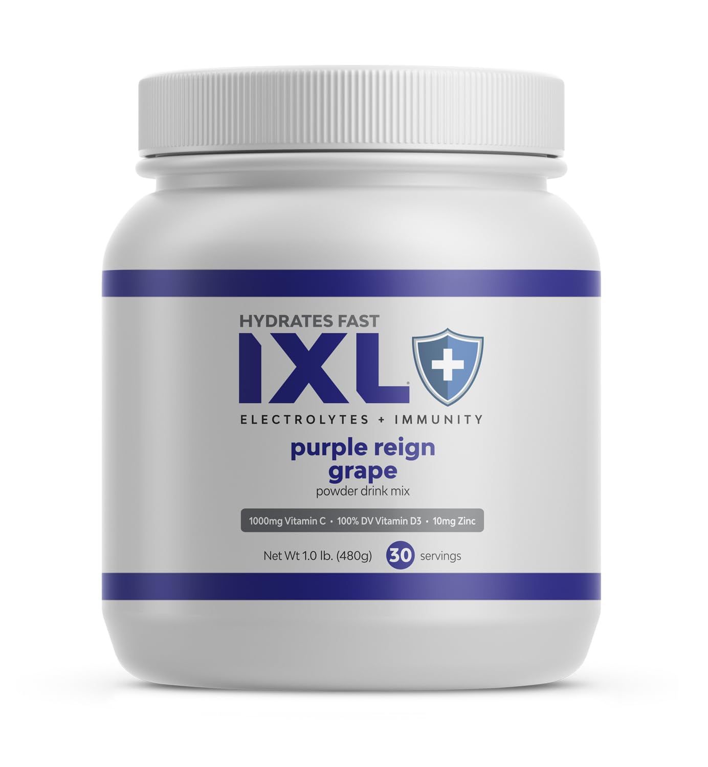 IXL Electrolytes Immunity - 480g Tub, Hydrates Fast, Powerful Immune Boosters, Potassium Rich, Amino Acids, Purple Reign Grape, Powder Drink Mix