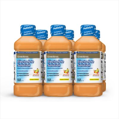 GoodSense Mixed Fruit Electrolyte Solution, Replaces Electrolytes, Fluid Zinc, Kids Adults, 33.8 Fluid Ounces (Pack of 6)