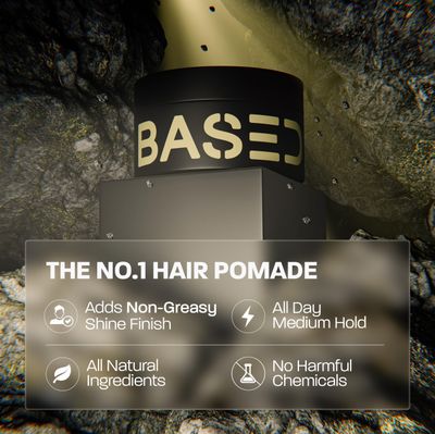 BASED BODYWORKS Pomade for Men, Quality Hair Care with Medium Hold, Natural Shine Fragrance, Easy to Apply Great for All Hair Types, Hydrating and Nourishing Pomade (2.5 Oz Pack of 1)