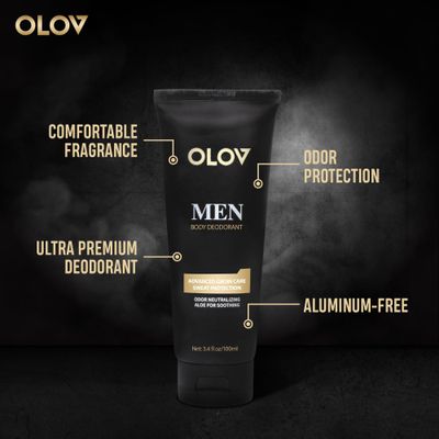 OLOV Deodorant for Men UltraPremium Aluminum-Free Antiperspirant, Clear Formula, Sweat Odor Protection, Soft Comfortable Fragrance 3.4fl oz