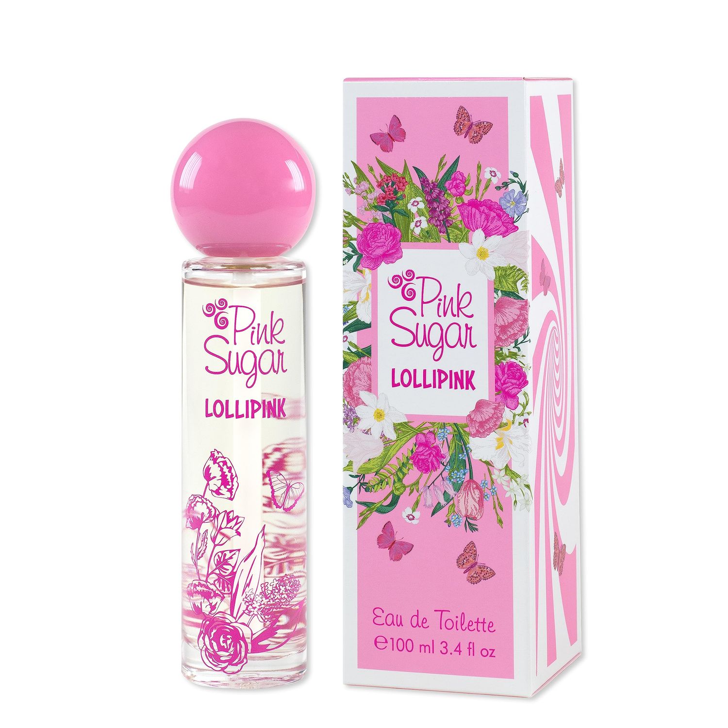Pink Sugar Lollipink Eau De Toilette Perfume for Women, Fruity Floral Scent, Sweet Notes of Apple, Rose, and Vanilla, Feminine, Sophisticated, Long Lasting, 3.4 Fl Oz