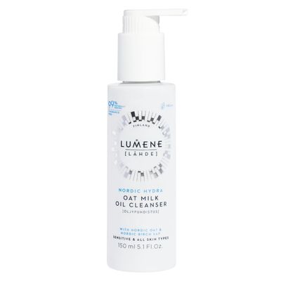 Lumene Nordic Hydra Oat Milk Oil Cleanser - Luxurious Oat Cleansing Milk, Makeup Remover Gentle Face Wash for Soft, Clean Skin - Fragrance Free Hydrating Nordic Birch Sap Cleansing Oil (5.1oz)