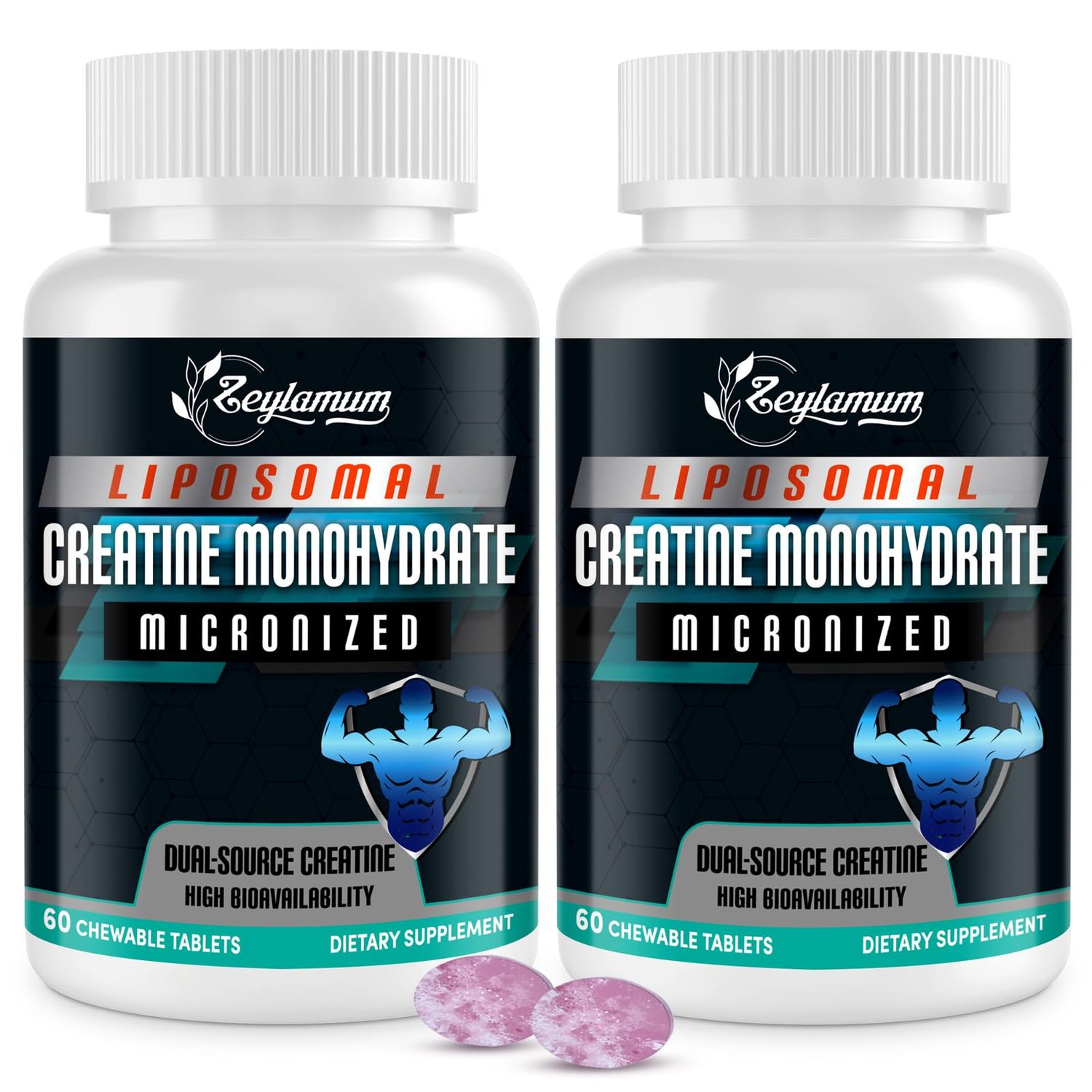 Zeylamum Creatine Chews Tablets for Men Women, Creatine Monohydrate, 99 Absorption with Liposomal Micronized, 60 Servings