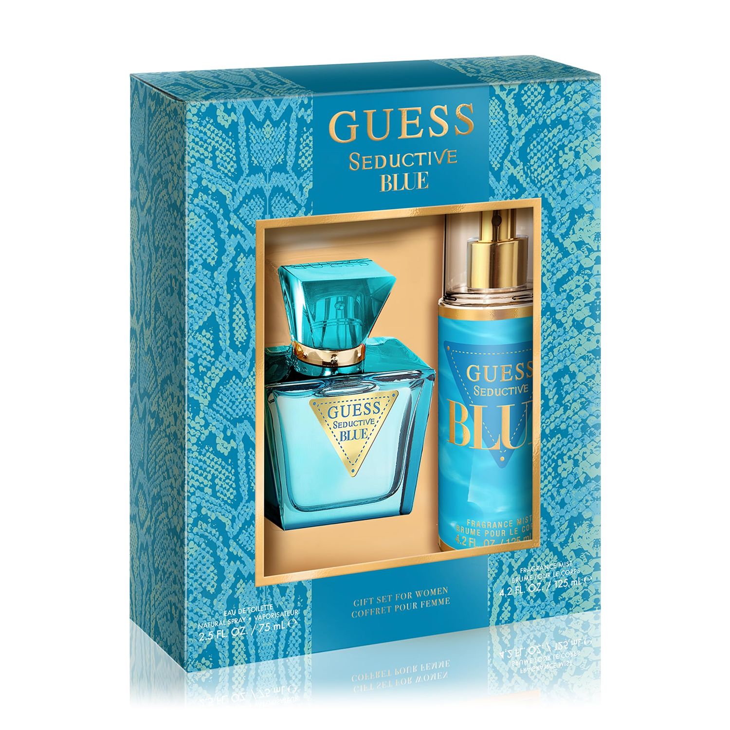 GUESS Seductive Blue WomenFemme Eau de Toilette 2 Piece Gift Set - Perfume Spray 2.5 Fl. Oz. Fragrance Mist 4.2 Fl. Oz.