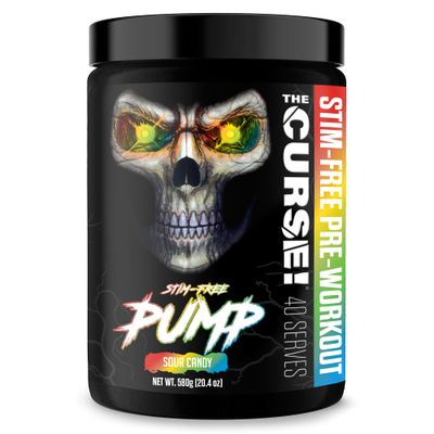 JNX SPORTS The Curse! Pump - Stim-Free Pre-Workout Sour Candy 40 Serves Caffeine-Free Pump Pre Workout, Non-Stim Nitric Oxide Preworkout for Men Women
