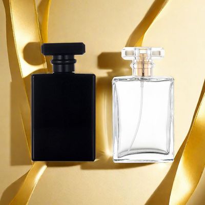 YORROR 100ml Glass Perfume Atomizer,2 Pcs Empty Refillable Perfume Spray Bottle for Men and Women,Portable Fragrance Fine Mist Spray Bottle Perfume Dispenser for Travel (GoldBlack)