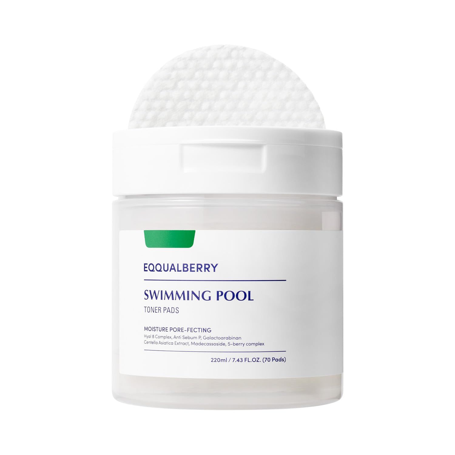 EQQUALBERRY Swimming Pool Toner Pads - Dual-Textured Facial Toner Pads for Pore Care and Gentle Exfoliation Boosted Hydration with Hyaluronic Acid Korean Toner Pads for Face (70 Pads)