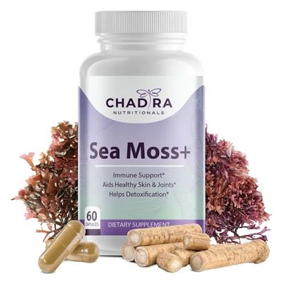 CHADTRA NUTRITIONALS Sea Moss Capsules - Sea Moss Supplement for Overall Health and Immune Support - with Bladderwrack and Burdock Root - 60 Capsules