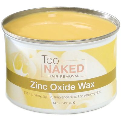 Too Naked Hair Removal Zinc Oxide Wax for Sensitive Skin, Extra Creamy, Non-Transparent Salon Wax, Fragrance-Free, 14 oz.