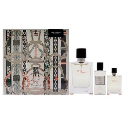 Hermes Terre Dhermes for Men - 3 Pc Gift Set 3.3oz EDT Spray, 0.42oz EDT Spray, 1.35oz After Shave Lotion