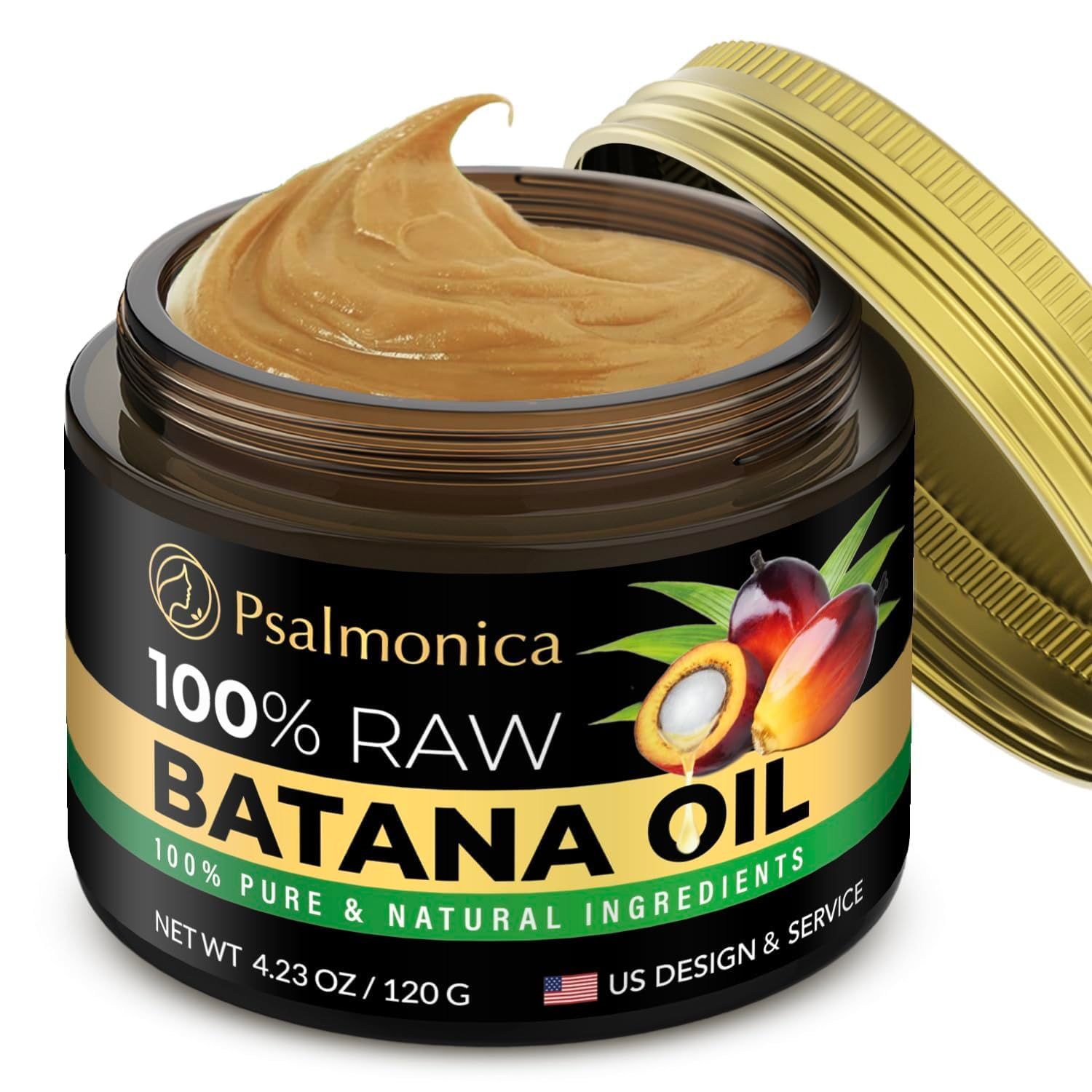 Psalmonica Batana Oil for Hair Growth Raw Batana Natural Hair Oils for Hair Growth Damaged Hair Dr Sebi from Honduras - Split Ends Hair Loss Treatments for Women (4.23oz)