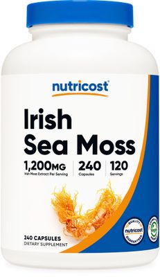 Nutricost Irish Sea Moss Extract Capsules 1,200mg per Serving, 240 Capsules - Vegan, Gluten-Free, 120 Servings Per Bottle