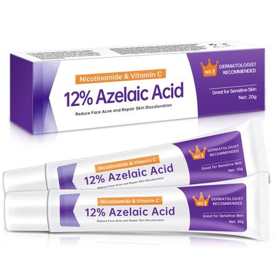 Azelaic Acid 12 Acne Cream, Azelaic Acid Serum with Niacinamide Vitamin C Reduces Redness, Acne, Soothes Irritation, Azelaic Acid for Facial Exfoliation, Blackheads Scars, 1.4oz