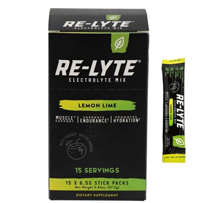 RELYTE Re-Lyte Electrolyte Drink Mix Lemon Lime 15 Servings Packets 3.44 oz.