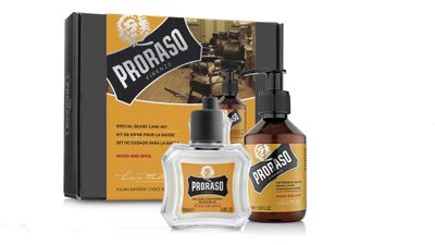 Proraso Beard Care Kit for Men Beard Wash Beard Balm to Cleanse, Soften and Reduce Itch for New or Short Beards Wood Spice Fragrance