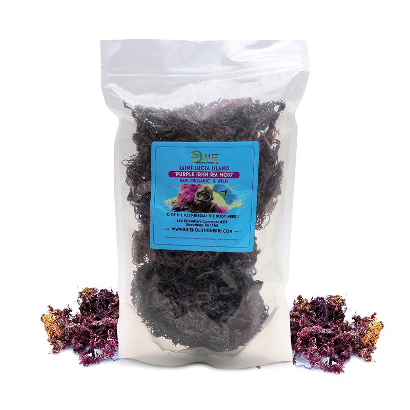 BUIE HOLISTIC HERBS Purple Irish Sea Moss, Pure Wildcrafted, Nutrient-Rich, Dr. Sebi Inspired-Makes 240 oz Gel Pure Natural Raw Purple Irish Sun - Dried Sea Moss for Health Wellness16 oz