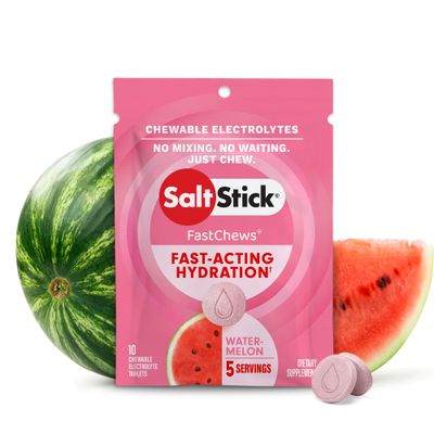 SaltStick Fastchew Electrolyte Replacement Tablets for Rehydration, Packet of 10 Tablets, Watermelon, 10 Count