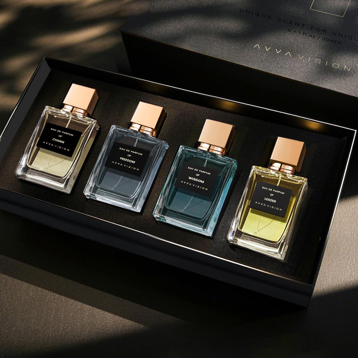 AVVA VISION Men&#39;s Perfume Set Gift For Him Premium Fragrances Cologne Collection for Men Boyfriend Husband Father Ideal Gift Choice, Scents of 4 x 1 fl.oz