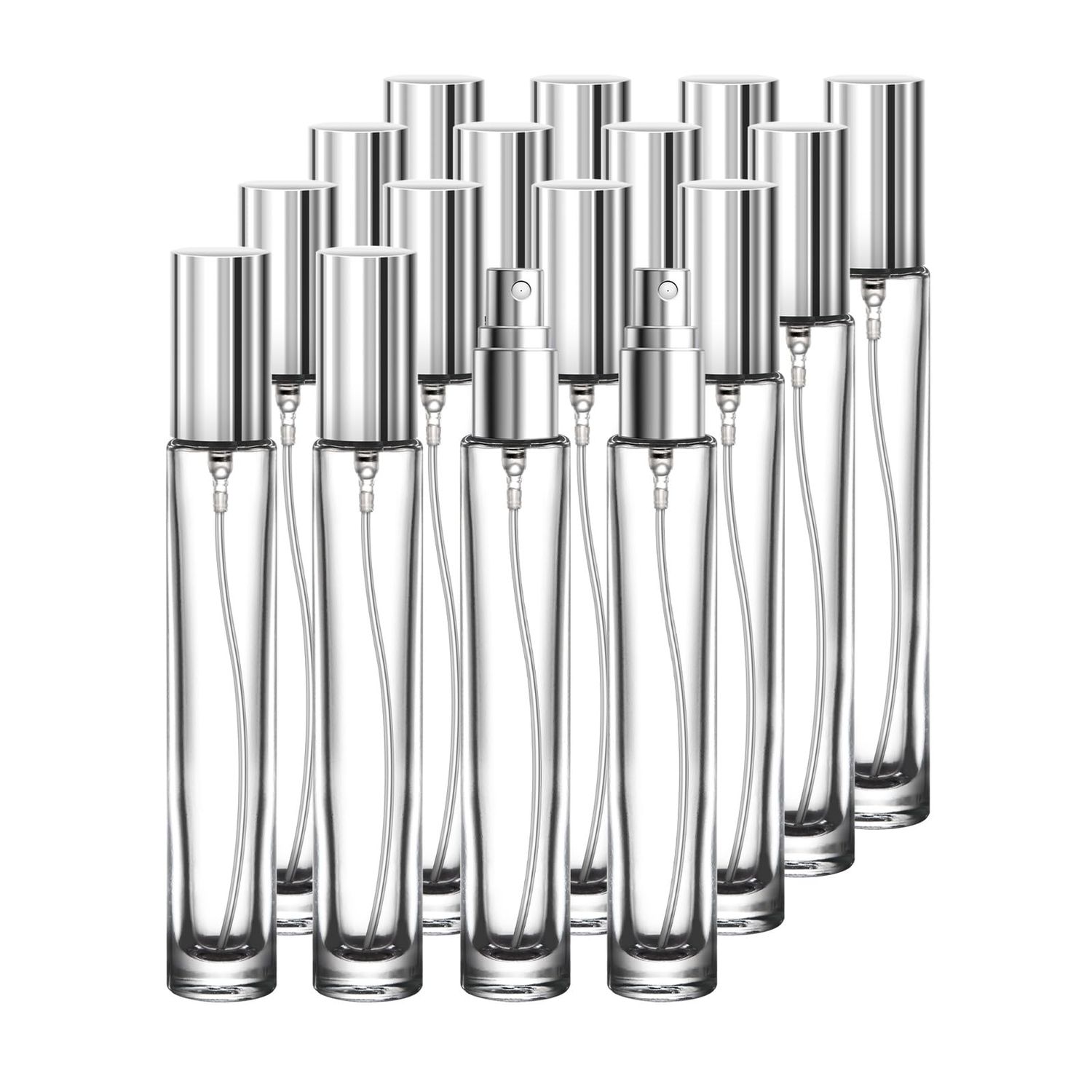 Glassfinity Travel Perfume Bottle Refillable, 16pcs 10ML Mini Glass Perfume Containers with Funnel and Label, Empty Portable Leak-proof Fragrance Bottles Spray Atomizer Pump Bottle Kit for Toiletries