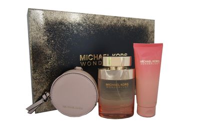 Michael Kors Wonderlust for Women - 3 Pc Gift Set 3.4oz EDP Spray, 3.4oz Body Lotion, Round Purse