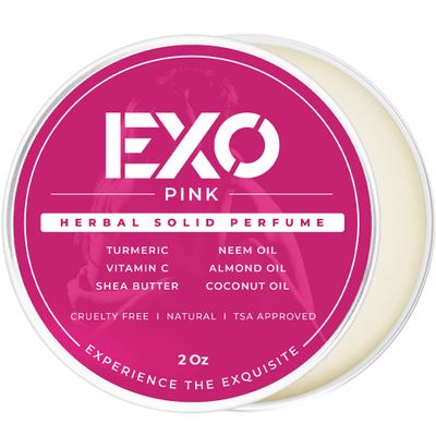 EXO Pink Herbal Eau de Parfum Solid Perfume Balm for Women, Floral Sweet with notes of Iris, Earthy Patchouli, Warm Vanilla Spun Sugar, No Alcohol, Long Lasting, Fragrance for Women, 2 oz