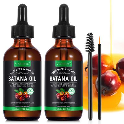VXHDAG Batana Oil - Pure Natural Hair Growth Oil from Honduras, Eliminates Split Ends, Enhances Radiance for All Hair Skin Types, 4.04 fl oz (pack of 2)