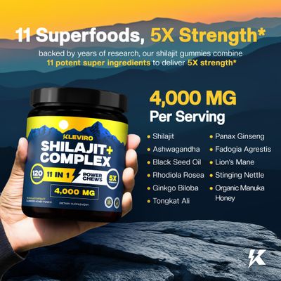 11-in-1 Shilajit Gummies for Men Gold Grade No Added Sugar 120 Gummies Complex with Ashwagandha, Rhodiola Rosea, Ginkgo Biloba, Tongkat Ali, Panax Ginseng Lions Mane Organic - Lab Tested