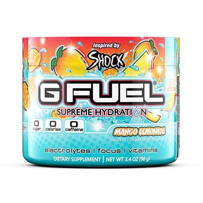 G Fuel Mango Lemonade Electrolytes Powder, Water Mix for Hydration, Energy and Focus, Sugar Free, Zero Caffeine Supplement with Essential Minerals, Mango Lemonade Flavor, 3.4 oz (30 Servings)