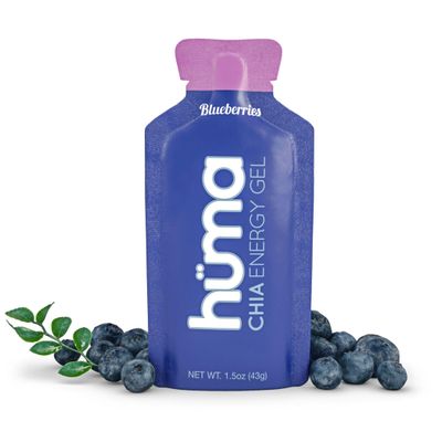 Huma Chia Energy Gel, Blueberries, 24 Gels - Premier Sports Nutrition for Endurance Exercise