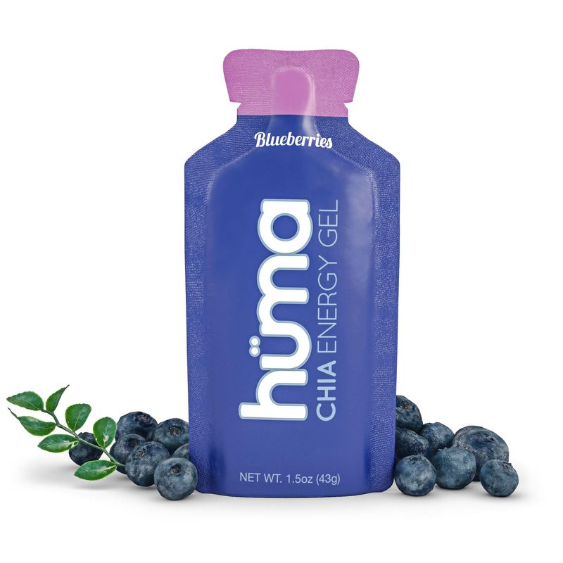 Huma Chia Energy Gel, Blueberries, 24 Gels - Premier Sports Nutrition for Endurance Exercise