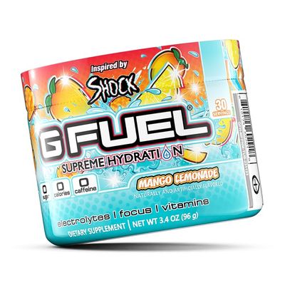 G Fuel Mango Lemonade Electrolytes Powder, Water Mix for Hydration, Energy and Focus, Sugar Free, Zero Caffeine Supplement with Essential Minerals, Mango Lemonade Flavor, 3.4 oz (30 Servings)