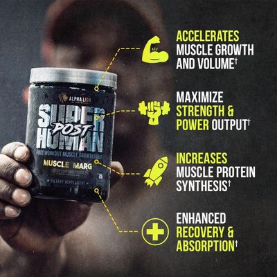 Alpha Lion Superhuman Post Workout Powder, Muscle Builder Drink, Creatine Monohydrate More for Lean Muscle Growth, Strength Volume, Supplement for Women Men (25 Servings, Muscle Marg)