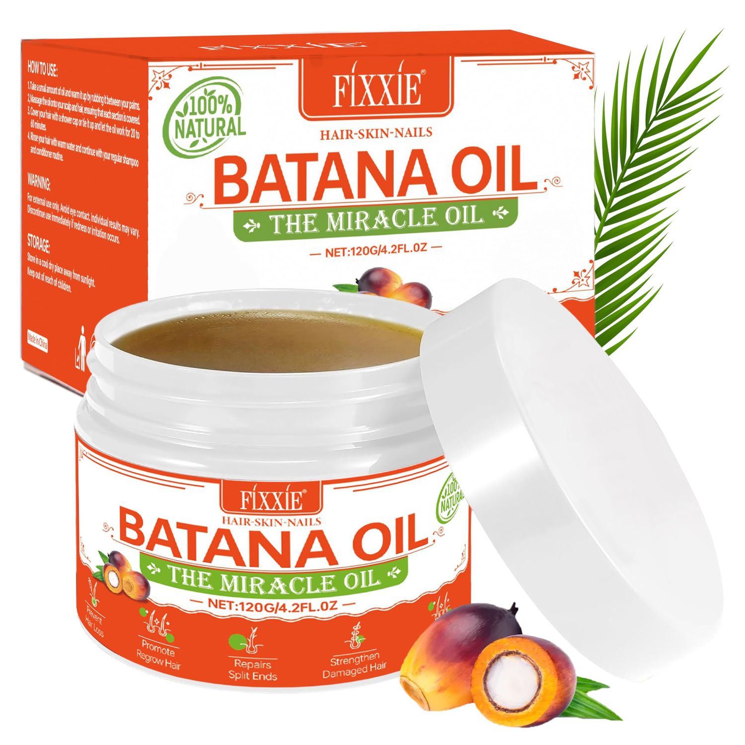 Raw Batana Oil For Hair Growth 120ml, 100 Pure Natural Raw Batana Oil from Honduras, Batana Cream Unrefined and Organic Hair Mask, Prevent Hair Loss, Promote Hair Thickness for Women Men