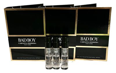 Lot of 3 Carolina Herrera Bad Boy Sample Trial Size Spray Mini Vials 1.5ml 0.05 fl oz