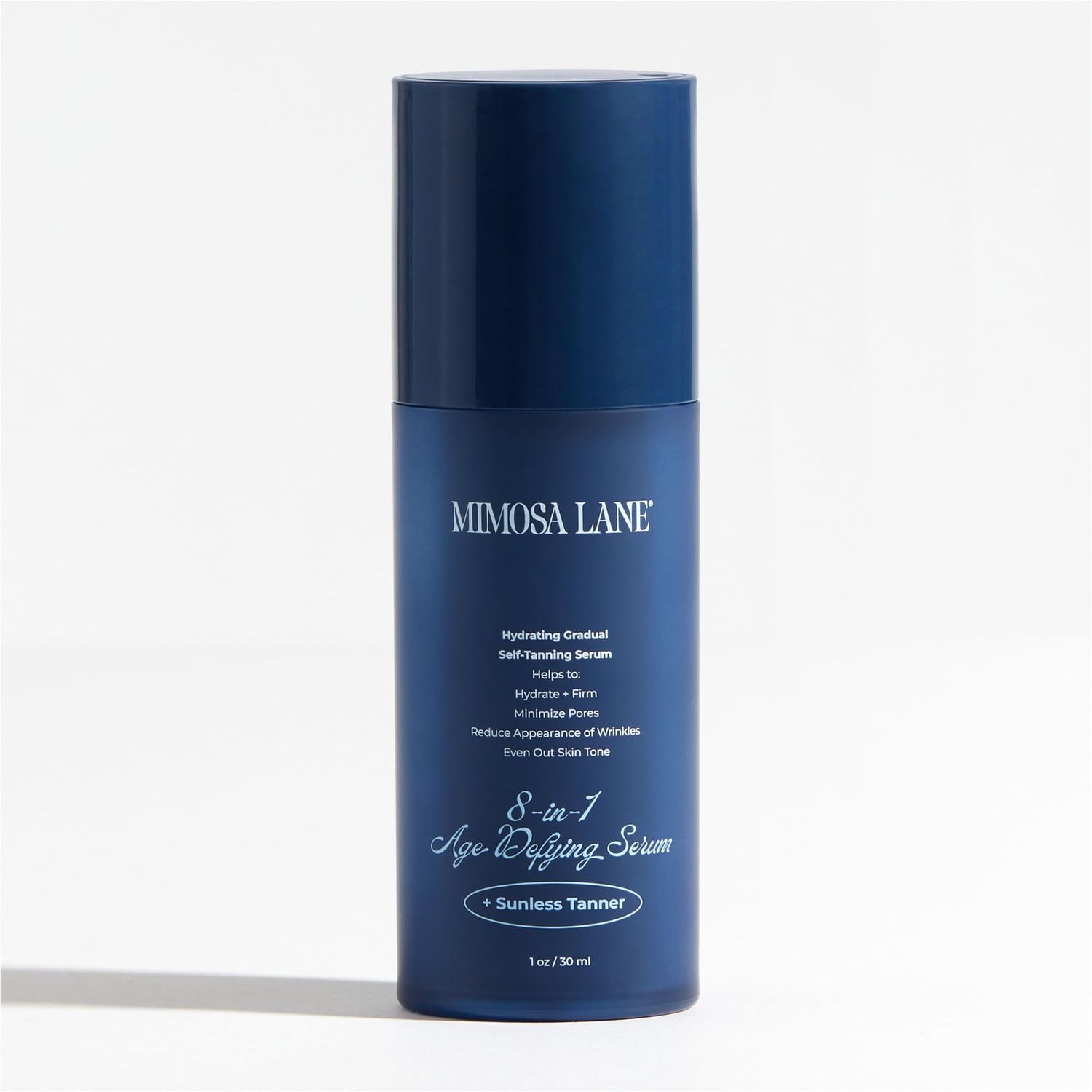 Mimosa Lane 8-in-1 Age Defying Serum Hydrating Gradual Self-Tanning for Face, with Anti-Aging Hyaluronic Acid and Vitamin B, C, E, Sunless Tanner, Fragrance-Free, Vegan, Dark, 1 oz