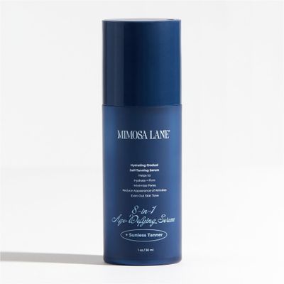 Mimosa Lane 8-in-1 Age Defying Serum Hydrating Gradual Self-Tanning for Face, with Anti-Aging Hyaluronic Acid and Vitamin B, C, E, Sunless Tanner, Fragrance-Free, Vegan, Dark, 1 oz