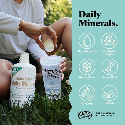Keto Chow - Daily Minerals Drops - Promotes Electrolyte Balance - Copper, Magnesium, Chromium, Zinc, Boron, Selenium - Zero Sugar - Keto Friendly - Gluten Free - Vegan - Non GMO - Travel Size - 32 oz