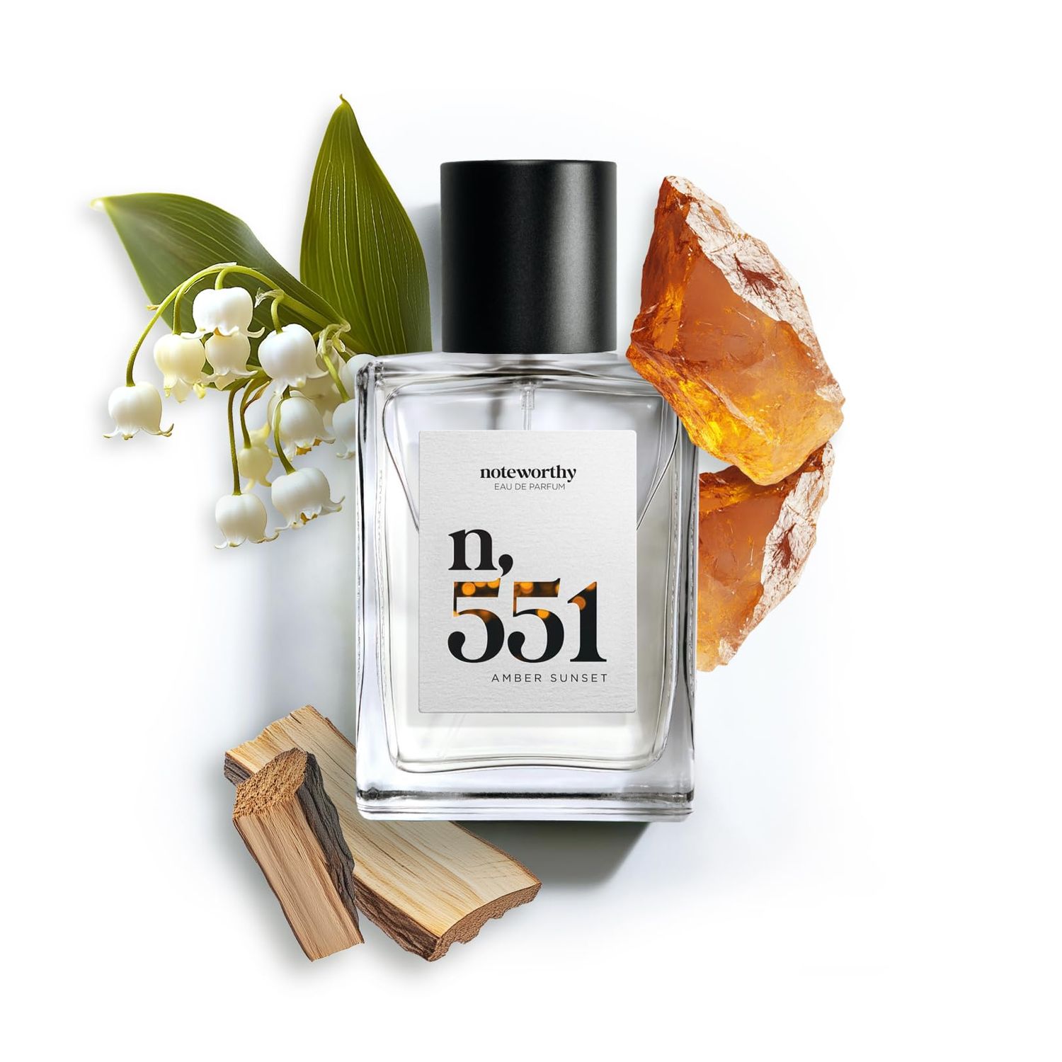 Noteworthy n,551 Amber Sunset Eau De Parfum - Lily of the Valley, Amber, Sandalwood Sophisticated, Warm Fragrance for Any Occasion Long-lasting Unisex Perfume for Women Men (50ml)